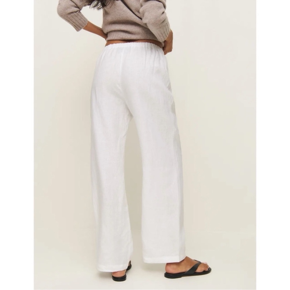 NWT Reformation Olina Linen Pants White Small - Picture 3 of 11